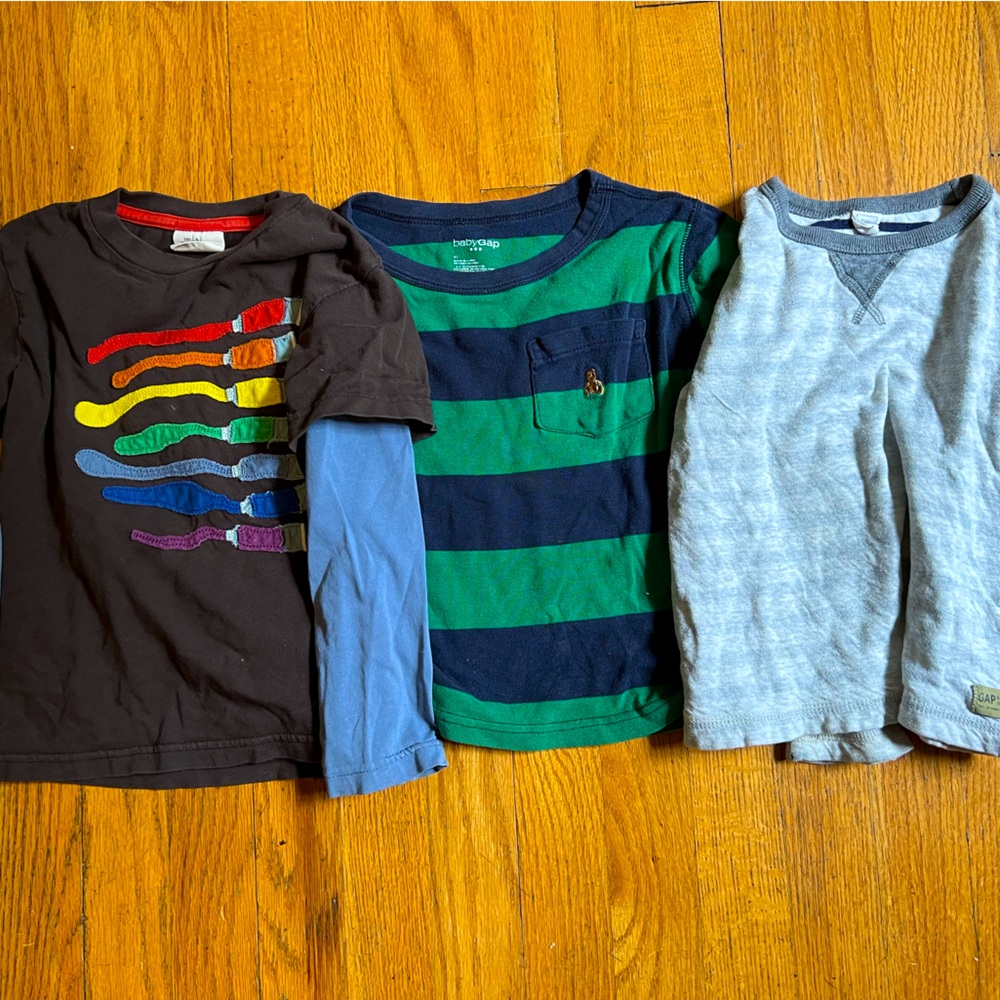 Lot of 3 Long-sleeve T-shirts, Mini Boden & Gap